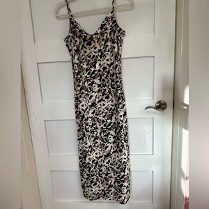 Banana Republic Leopard Print Midi Slip Dress in Cream, Black, Tan